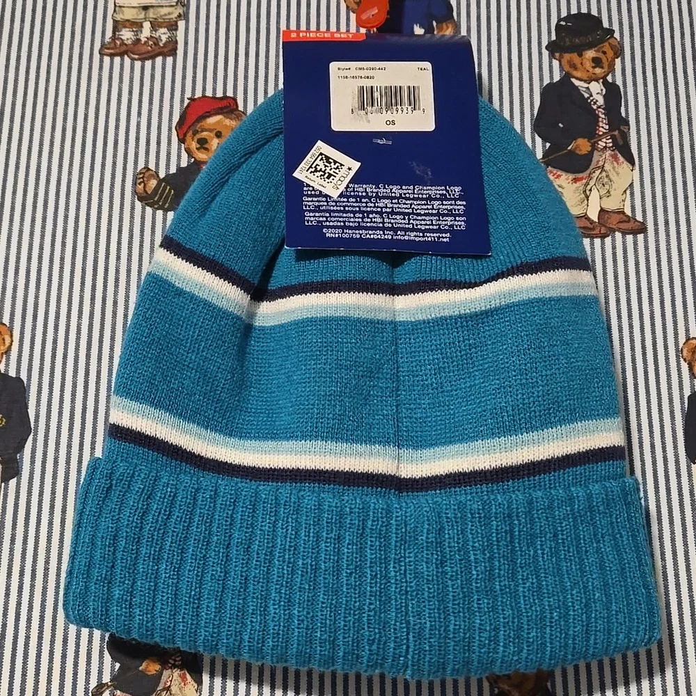 Kids Champion Teal 2 Piece Hat And Gloves Set Unisex